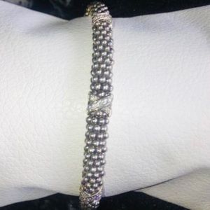 LAGOS Caviar Diamond Encrusted Silver Bracelet